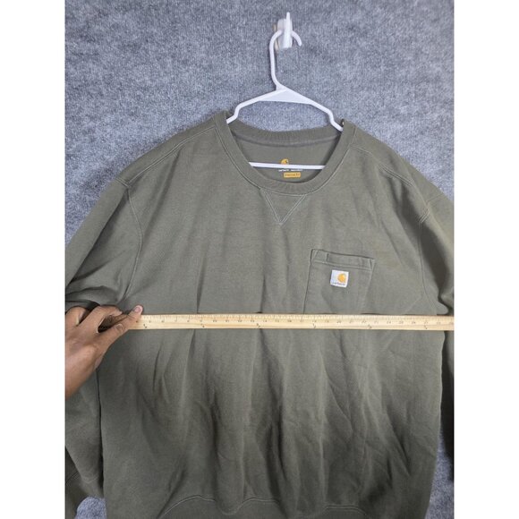 Carhartt Sweater Mens 4XL Green Original Fit Crewneck Pullover Pocket Workwear - Picture 6 of 9